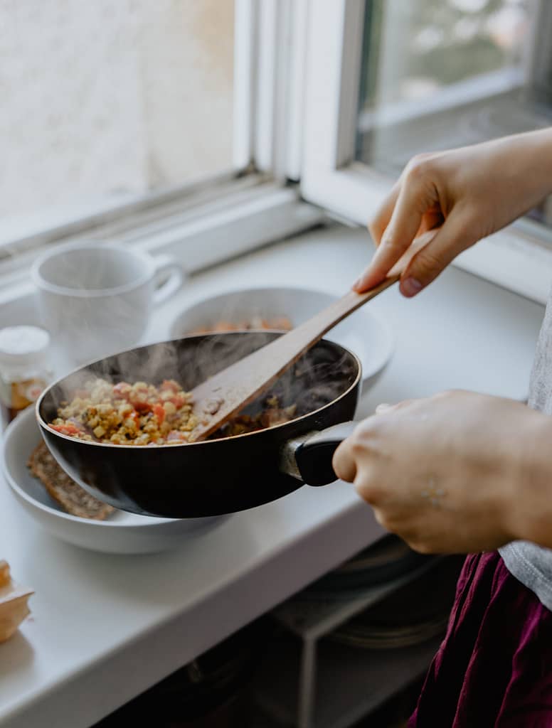 Pot with fresh cooked food